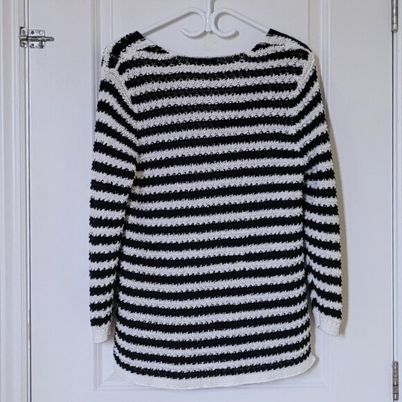 Dana Buchman sweater black and white striped plus size XL pull over v-neck loose - Picture 6 of 13